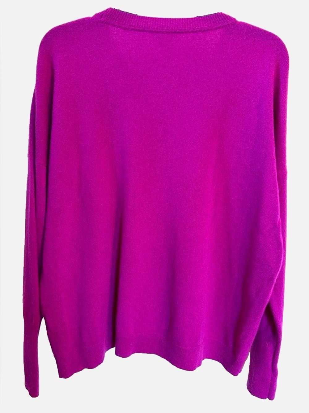 J.Crew 100% Cashmere Sweater M Fuchsia Pink Crew Neck Classic Knit - Picture 7 of 9
